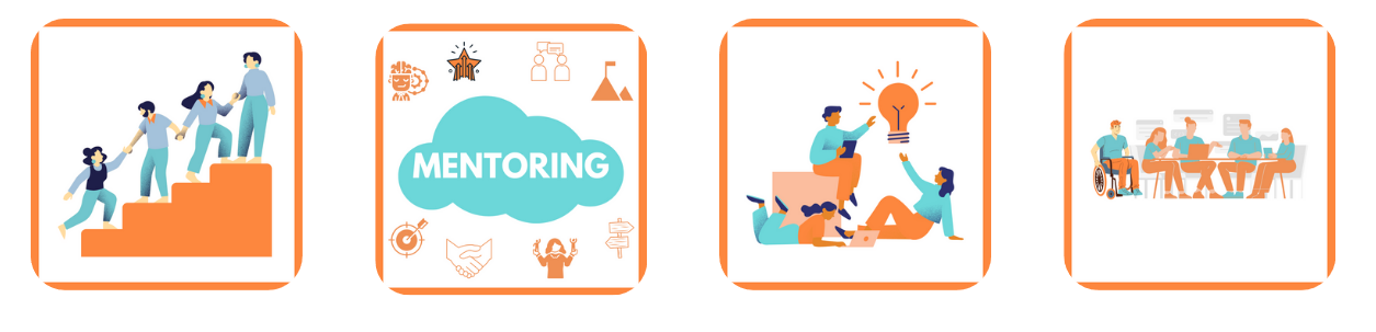 Illustrations for different modules of the learning platform